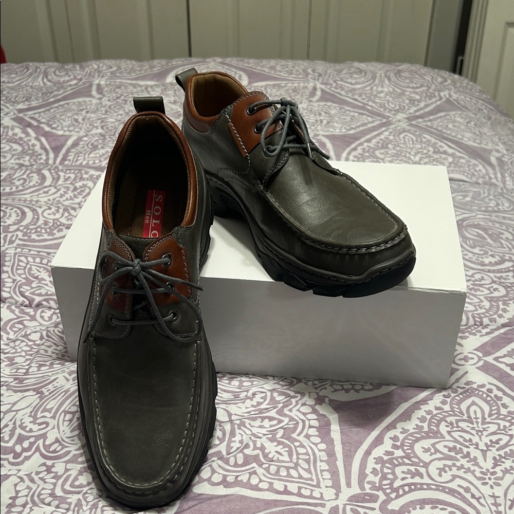 Solo Men's Gray and Brown Oxfords Sz 11